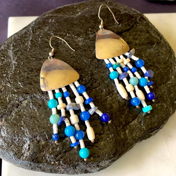 Vintage Native American Dangle Beads Earrings - Picture 2 of 12